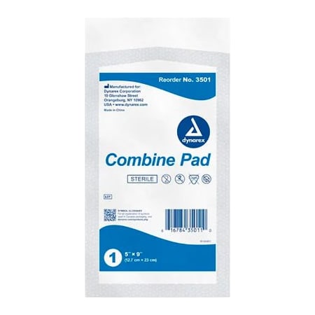 Dynarex Dynarex Combine Pads, Sterile, 1/Pouch, 5inW x 9inL, 400 Pcs 3501